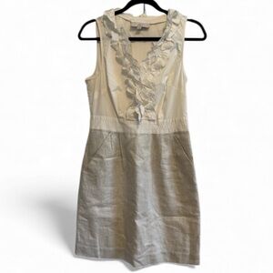 LOFT White and gold shimmery dress